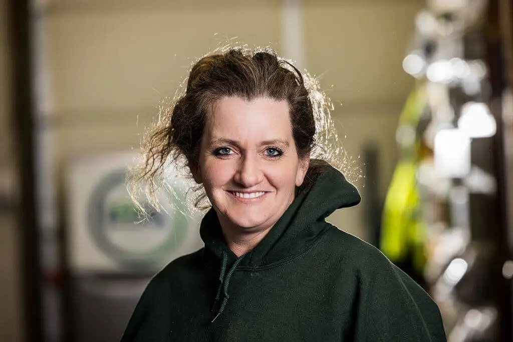 Tammy Slayton in a dark hoodie for Laswell Electric, Louisville's top-rated electricians.