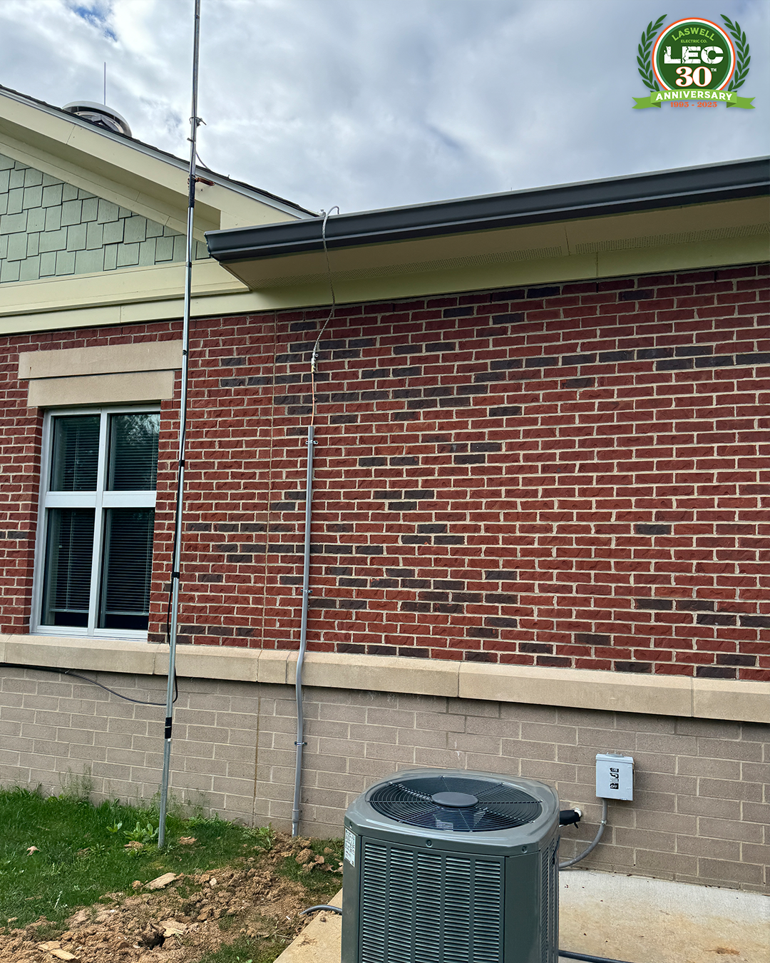 Lightning protection installation by Laswell Electric at the Henry County Health Department in the Louisville area.