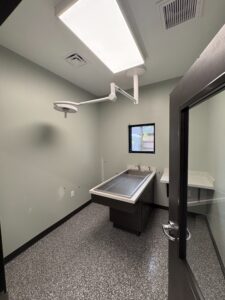 Construction electrical installation in an exam room at Latimer Animal Hospital, New Albany, Indiana