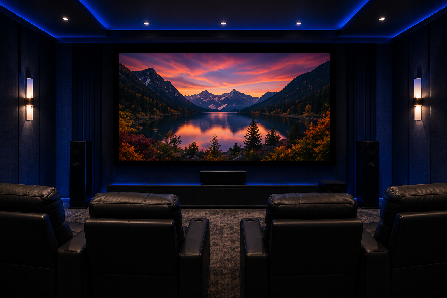Home theater installed by Laswell in Louisville, KY. 